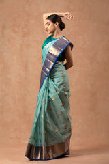 Sky Blue Woven Kota Doria Saree