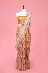 Buy Yellow & Red Pure Linen Sarees Online