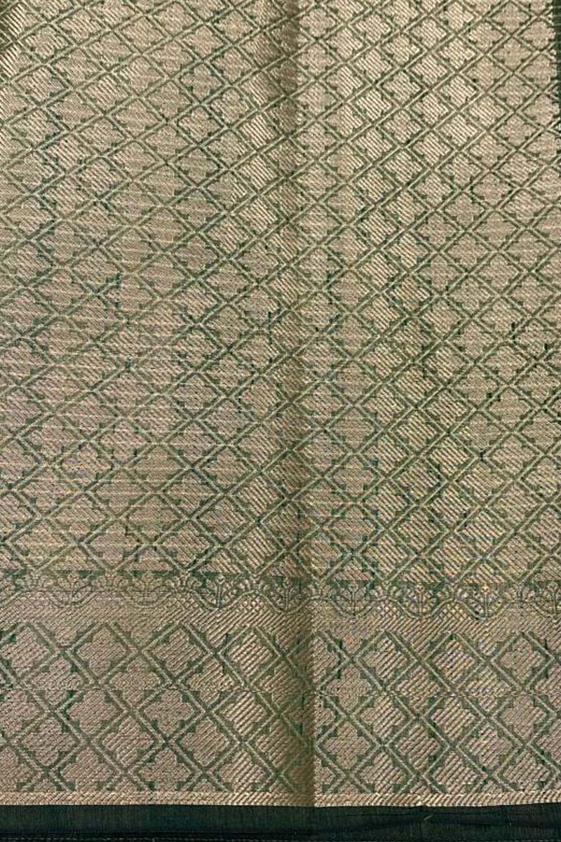 Bottle Green Ethnic Cotton Banarasi Saree