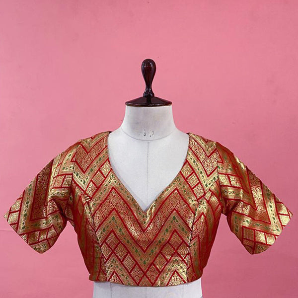 Buy Red Banarasi Silk Blouse Online