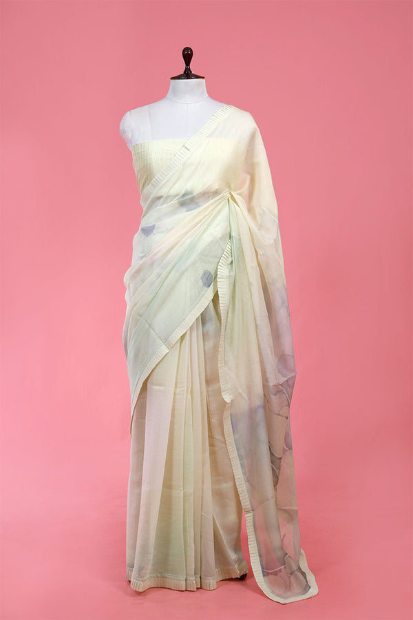 Cotton saree, Mulmul Cotton Sarees, Pure Cotton Saree, Soft Cotton Saree, Liril Green saree