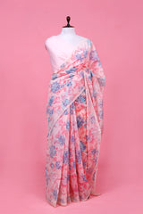 Cotton saree, Mulmul Cotton Sarees, Pure Cotton Saree, Soft Cotton Saree, Pink Floral Printed saree