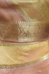 Peach Rangkat Woven Organza Silk Dupatta