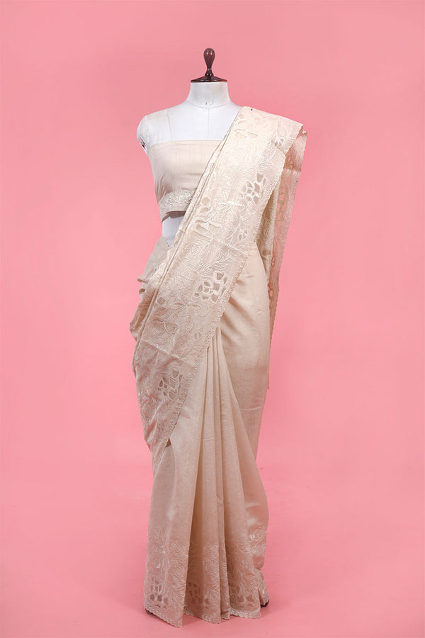 Buy White Chiniya Silk Saree Online