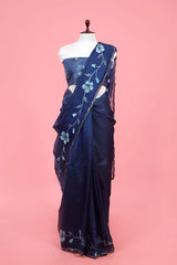 Buy Blue Organza Sarees Online