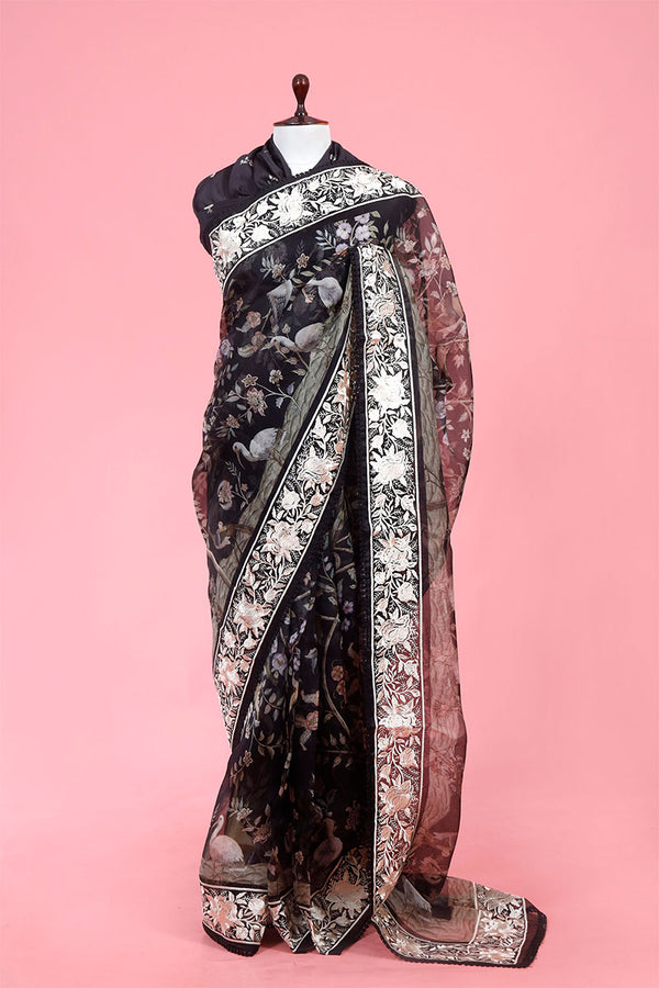 Buy Black Organza Sarees Online