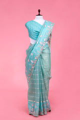 Marine Embellished Organza Silk Saree