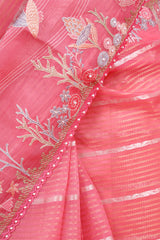 Marine Embellished Organza Silk Saree