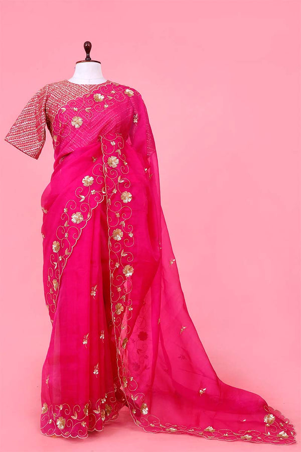 Banarasi Silk Saree, Banarasi saree, silk saree, Rani pink saree, wedding saree, party wear saree​