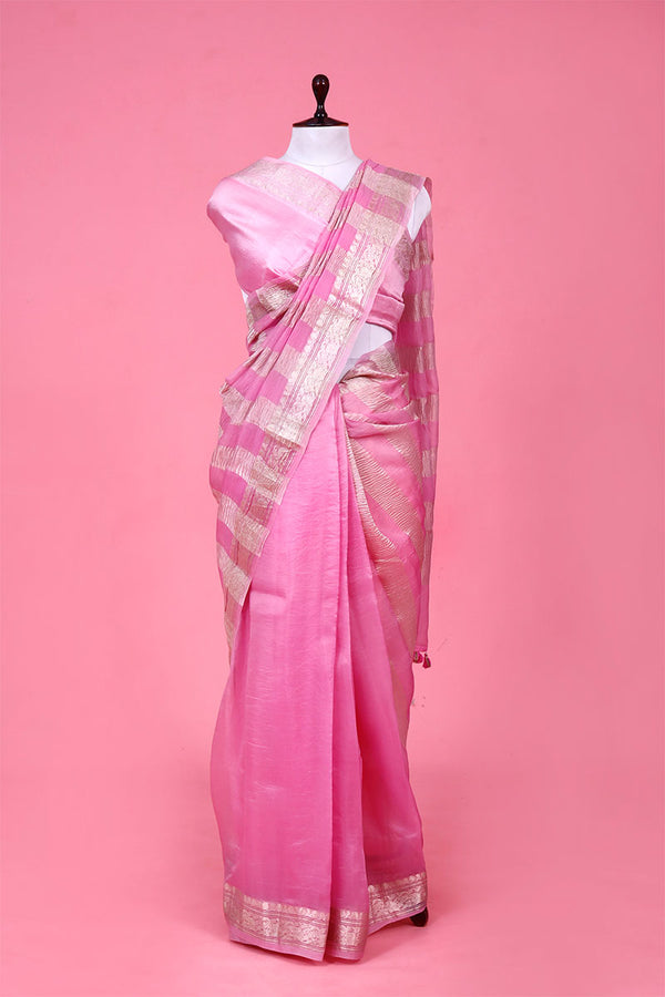 Buy Pink Organza Silk Saree Online