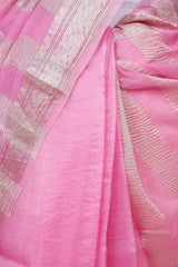 Striped Crushed Organza Silk Saree