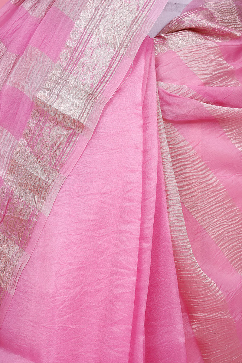 Striped Crushed Organza Silk Saree