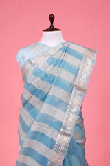 Striped Crushed Organza Silk Saree