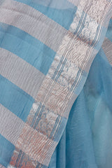 Striped Crushed Organza Silk Saree