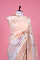 Almond Beige Organza Saree with Digital Floral Prints