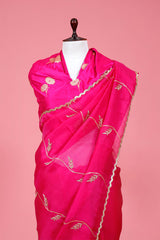 Fuchsia Pink Embellished Organza Silk Saree