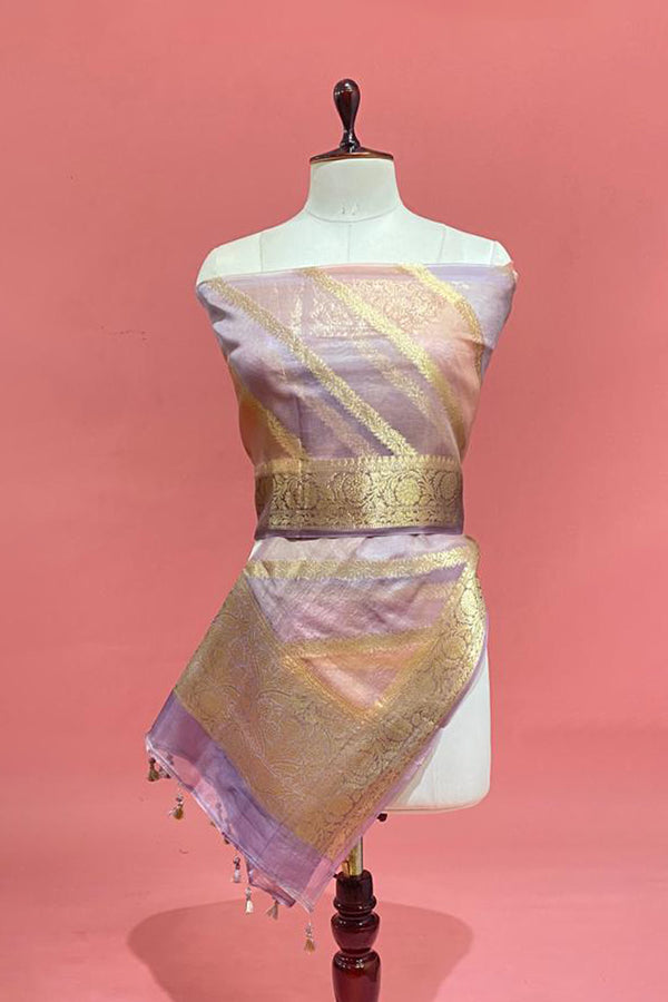 Buy Lavender Organza Silk Saree Online