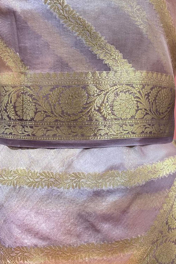 Lavender Rangkat Woven Organza Silk Dupatta