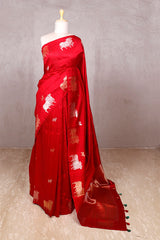 red saree, saree, raw silk saree, wedding saree, bridal saree, party wear saree