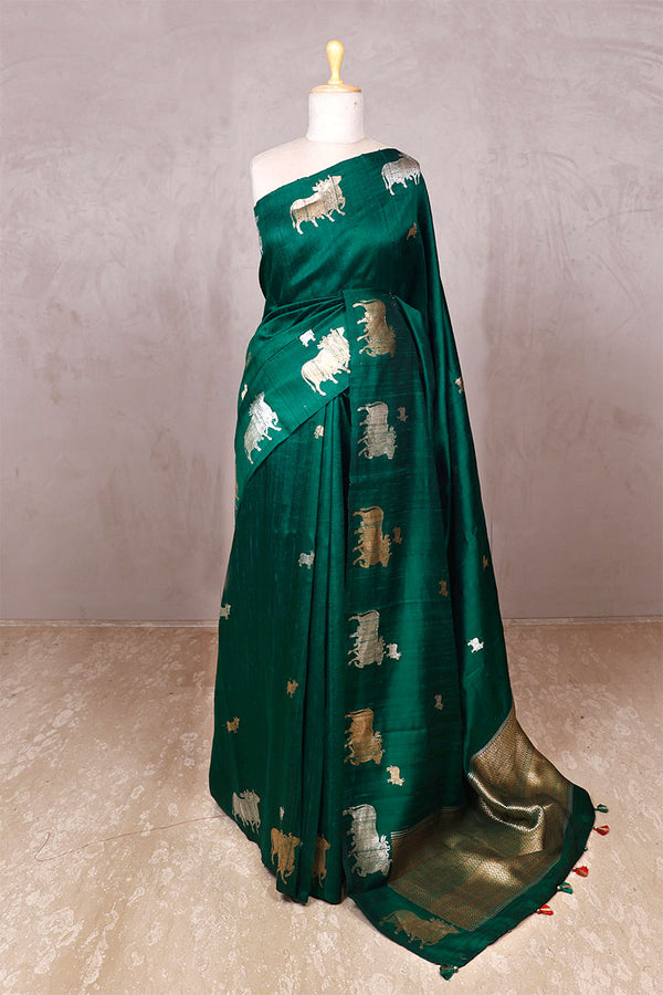 green saree, raw silk saree, wedding saree, bridal saree, party wear saree