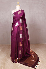 wine saree, raw silk saree, wedding saree, bridal saree, party wear saree