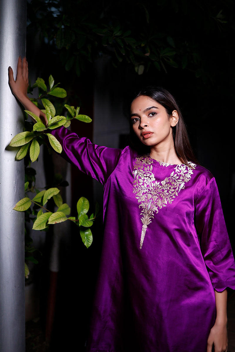 kurta set, purple kurta, kurti set, women kurta set