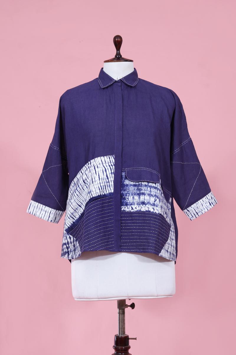 Shirt for women, Shirt, Ready To Wear Dresses Under 10000, Ready made dress, chinaya banaras, Blue Shirt