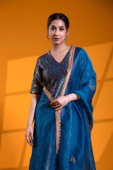 Premium Blue Banarasi Suit Set with Meenakari and Zardozi Work