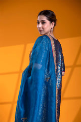 Premium Blue Banarasi Suit Set with Meenakari and Zardozi Work