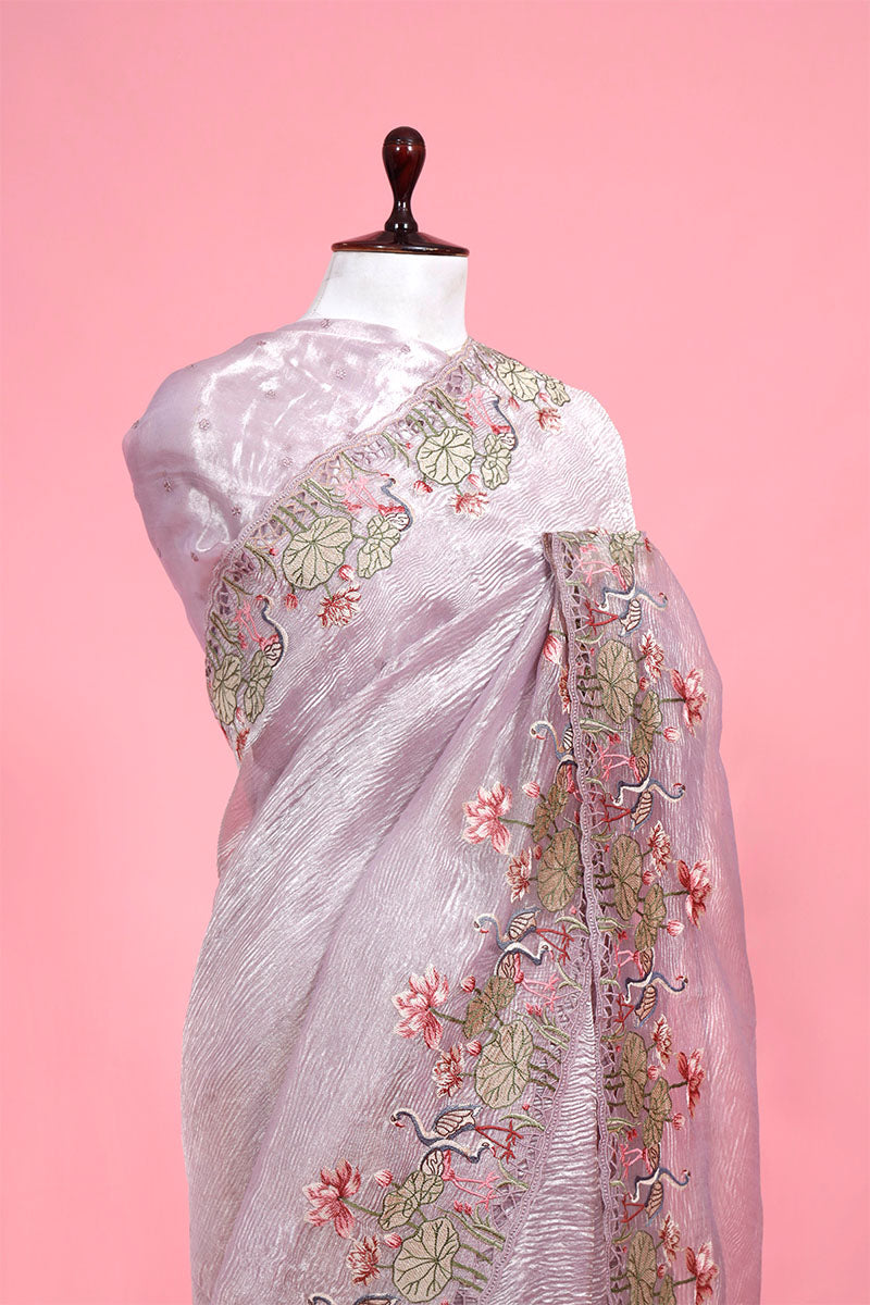 Embroidered Crush Tissue Silk Saree