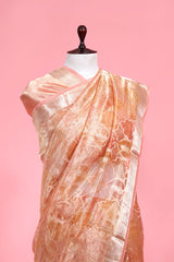 Golden Peach Handloom Tissue Silk saree