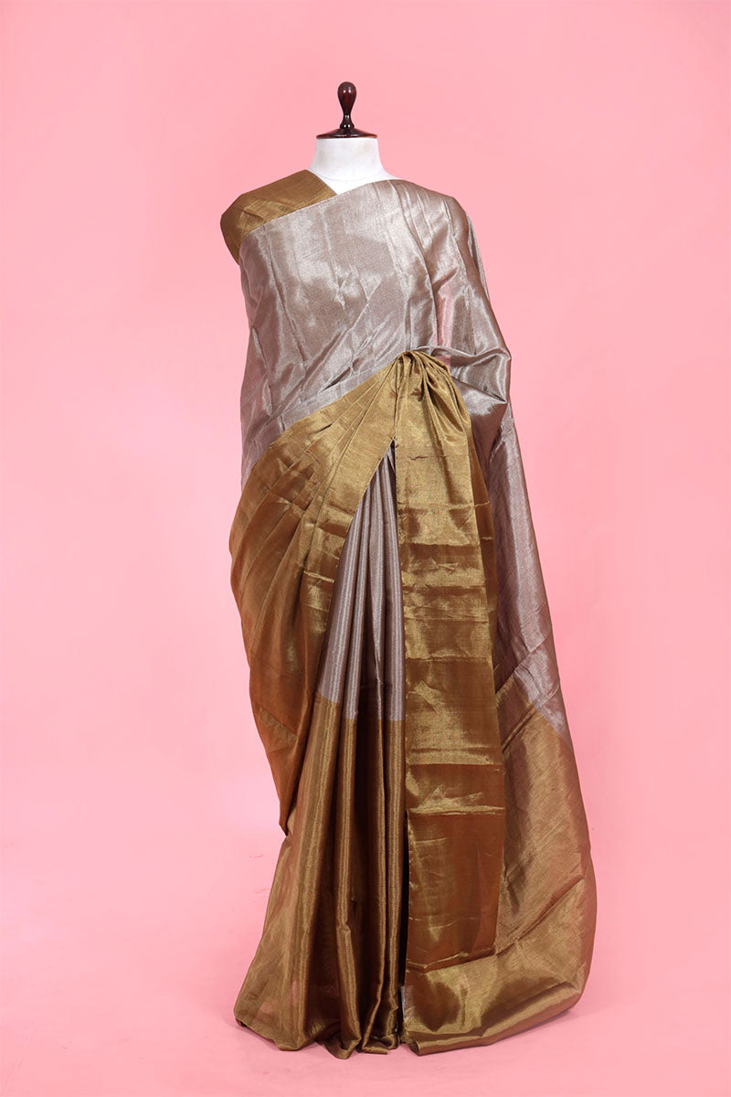 Buy Silver and Metallic Tissue Silk Saree Online