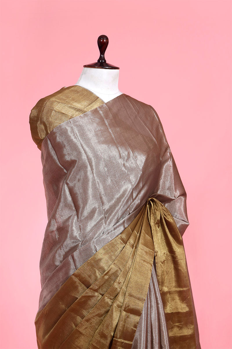 Silver and Metallic Pure Tissue Silk saree