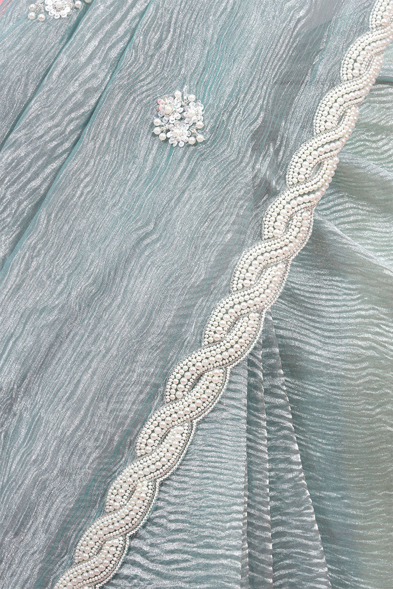 Embellished Crushed Tissue Silk Saree