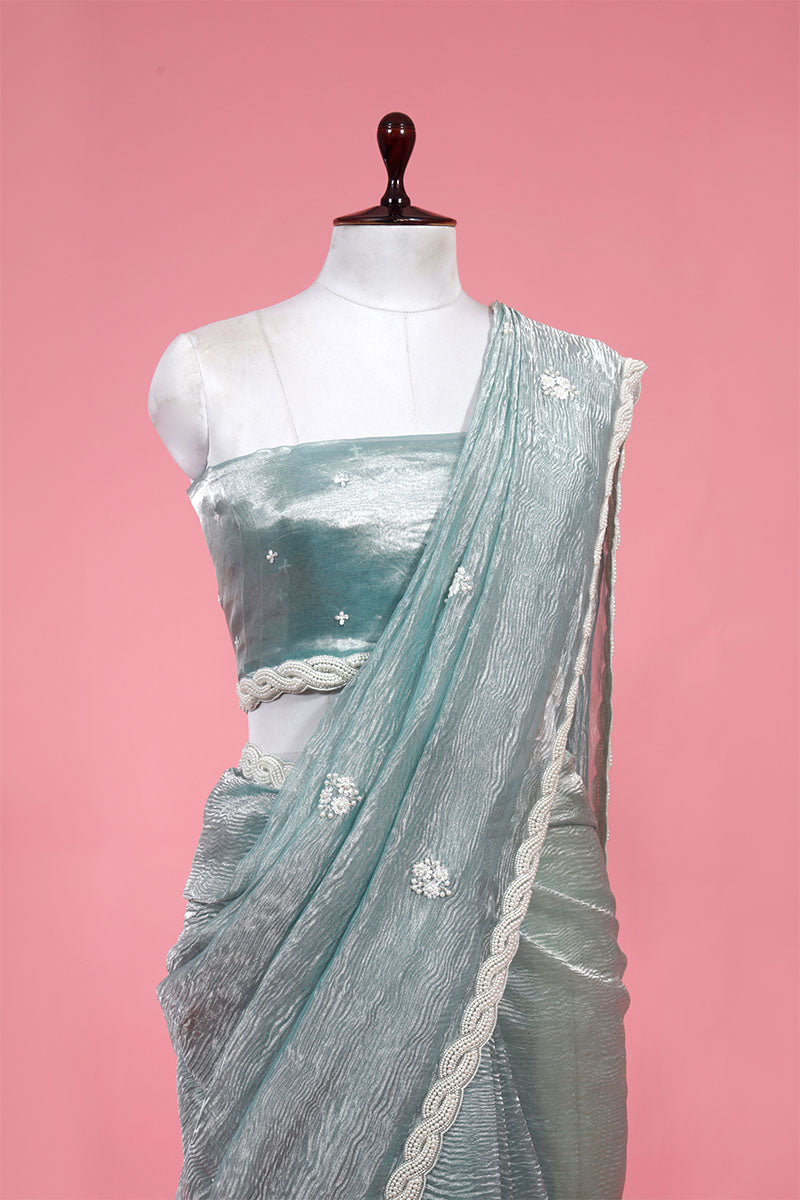 Embellished Crushed Tissue Silk Saree