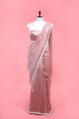 Buy Pink Crushed Tissue Silk Saree Online