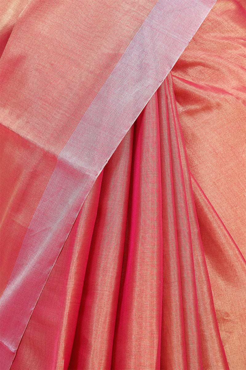 Rust Pink Pure Tissue Silk Saree
