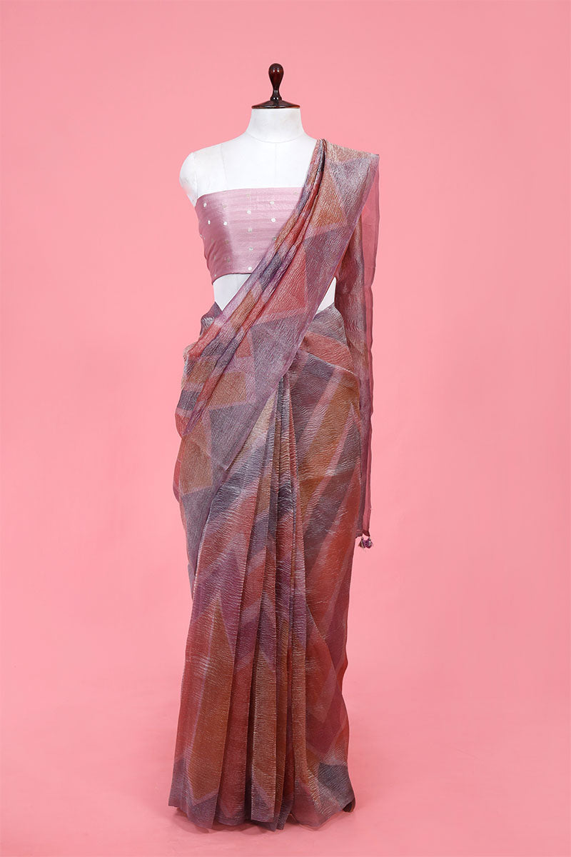 Buy Mauve Tissue Silk Saree Online