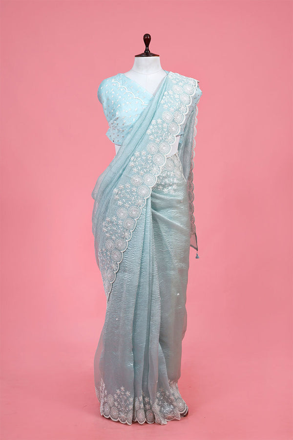 Buy Blue Tissue Silk Sarees Online