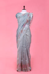 Buy Blue Tissue Silk Saree Online