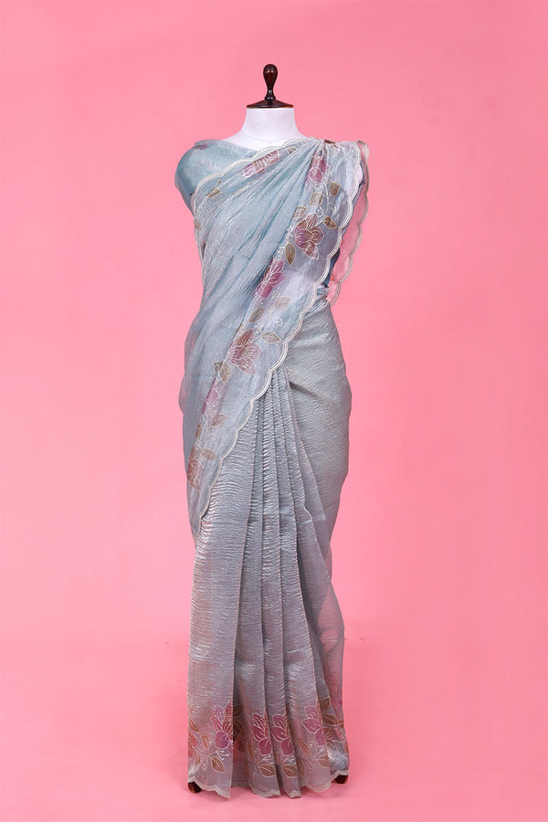 Buy Blue Tissue Silk Saree Online