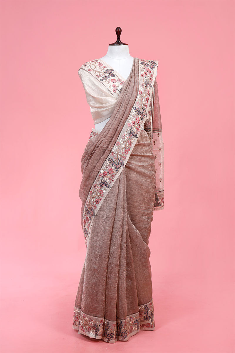 Buy Brown Tissue Silk Sarees Online