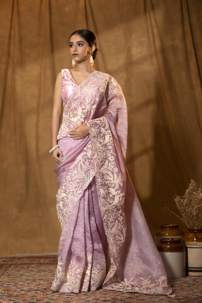 Tissue Saree, Tissue silk saree, silk saree, baby pink saree, wedding saree, party wear saree​, designer saree, banarasi saree