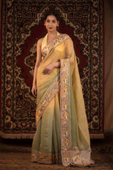 Buy Green Tissue Silk Saree at Chinaya Banaras 