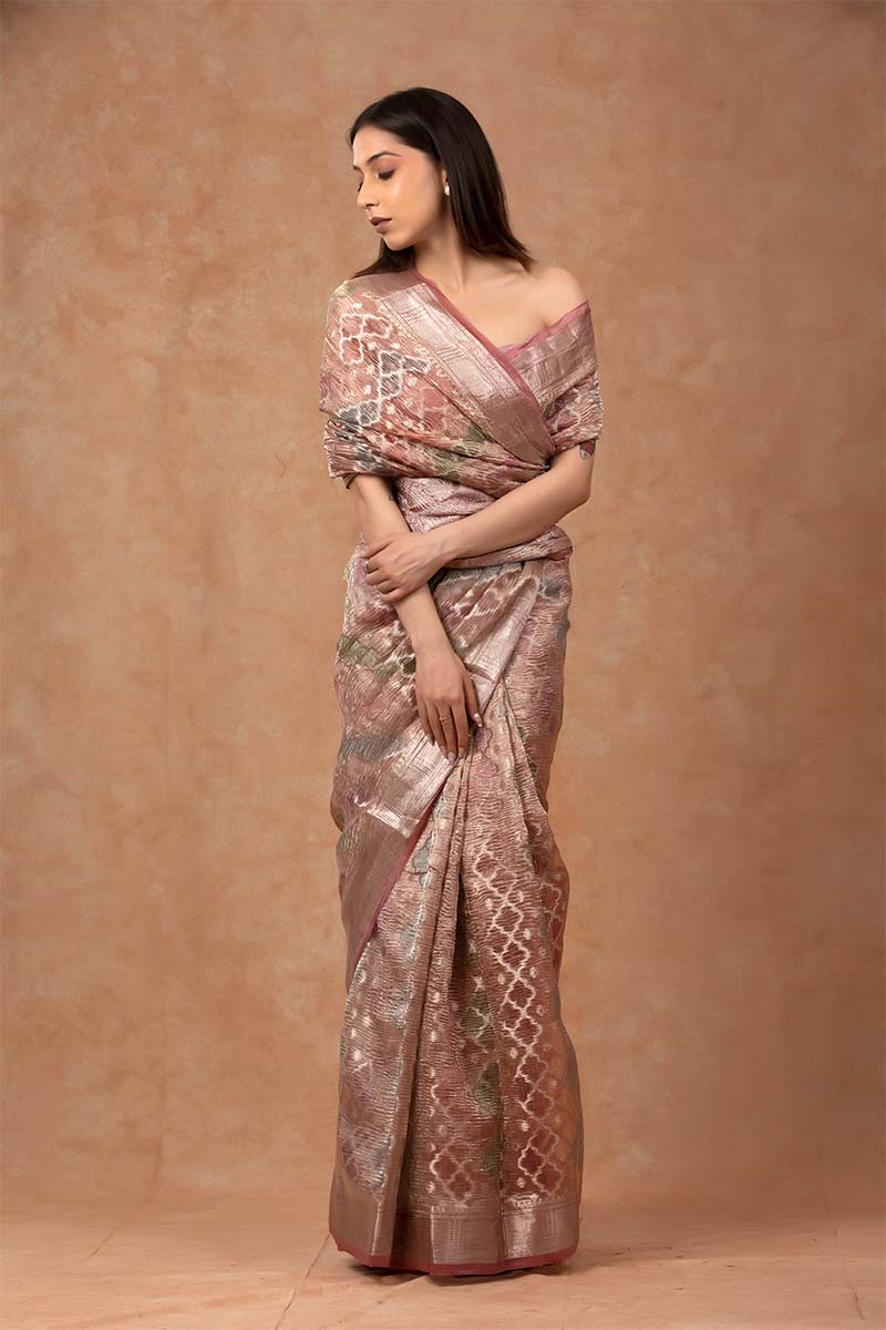 Mauve Rangkat Crushed Tissue Silk Saree