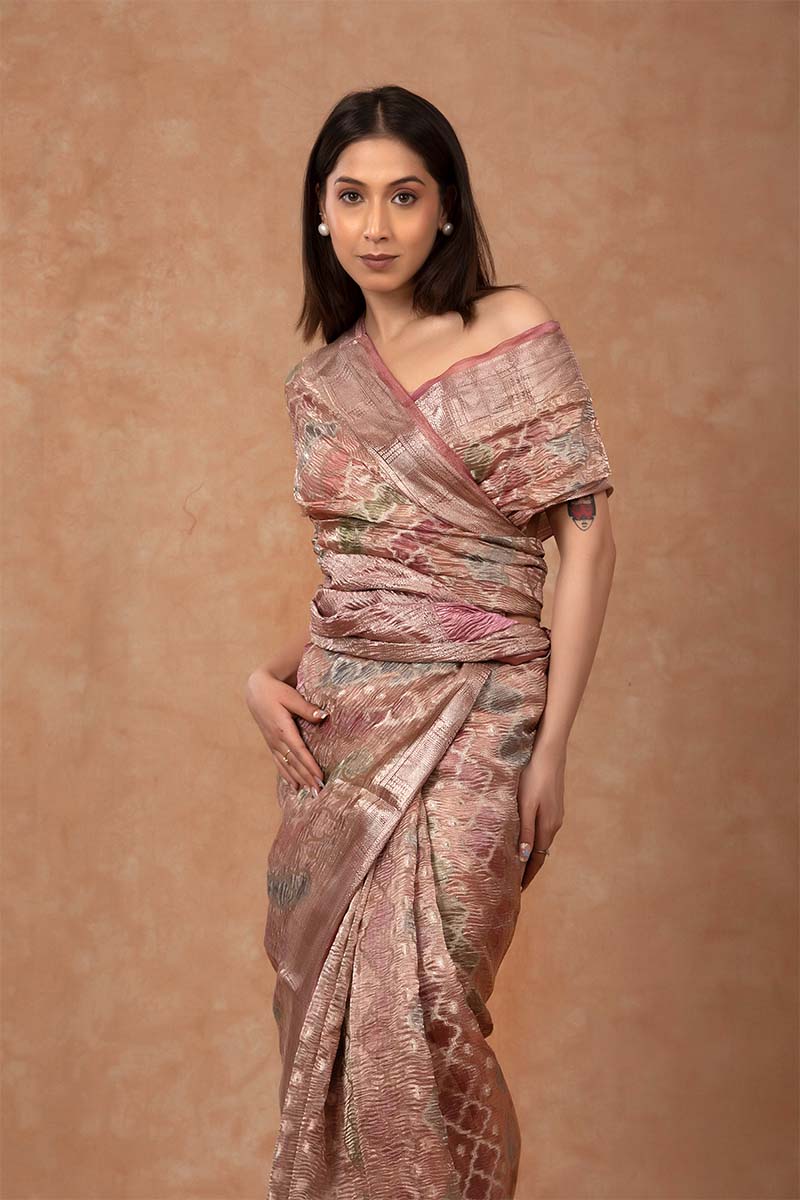 Mauve Rangkat Crushed Tissue Silk Saree