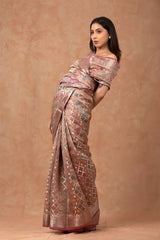 Mauve Rangkat Crushed Tissue Silk Saree