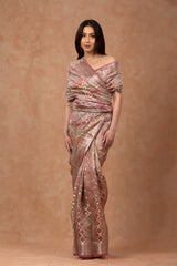 Mauve Rangkat Crushed Tissue Silk Saree