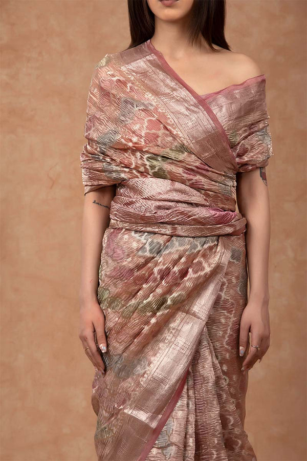 Mauve Rangkat Crushed Tissue Silk Saree