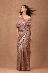 Mauve Rangkat Crushed Tissue Silk Saree